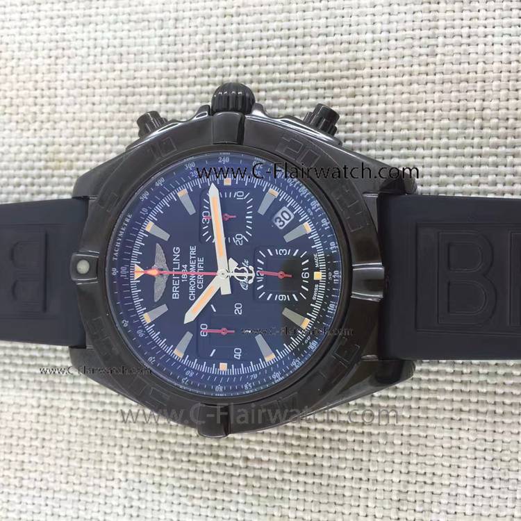 Copy Breitling Watch Chronomat B01 Black Case Rubber Strap